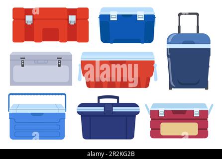 Different iceboxes vector illustrations set Stock Vector