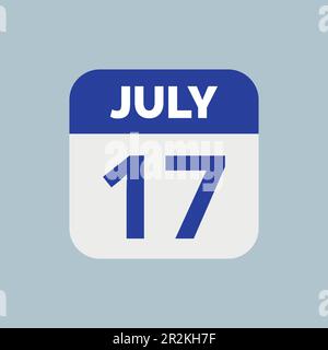 July 17 Calendar Date Icon Stock Vector