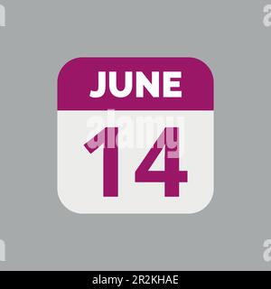 June 14 Calendar Date Icon Stock Vector