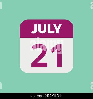 July 21 Calendar Date Icon Stock Vector