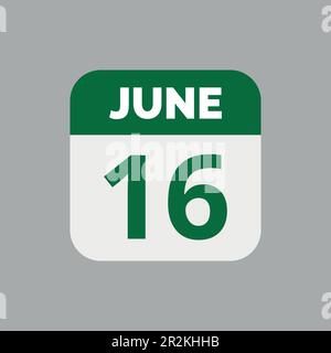 June 16 Calendar Date Icon Stock Vector