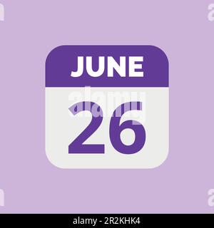 June 26 Calendar Date Icon Stock Vector