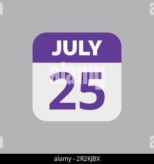 July 25 Calendar Date Icon Stock Vector