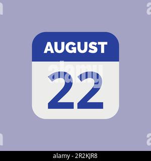 August 22 Calendar Date Icon Stock Vector