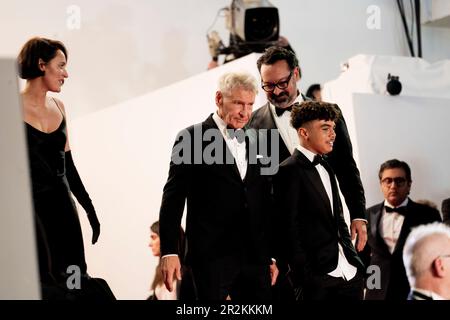 Cannes, France, 18th May 2023,  Harrison Ford, Phoebe Waller-Bridge, Mads Mikkelsen and the cast of Indiana Jones attend the red carpet during the 76t Stock Photo
