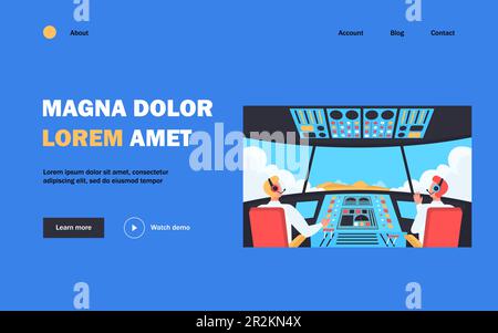 Colorful airplane cockpit isolated flat vector illustration Stock Vector