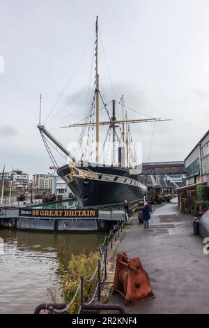 General view of Brunel’s restored SS Great Britain in Bristol Docks, Bristol, Avon, UK Stock Photo