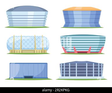Front view of sport stadiums in cartoon style Stock Vector
