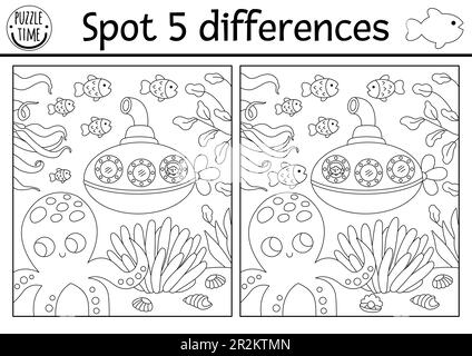 differences game with cartoon octopus coloring page Stock Vector Image ...