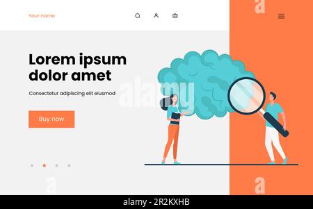 Two tiny characters examining big cloud Stock Vector