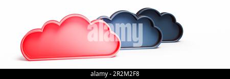 Cloud ideas concept. Panoramic 3d rendering white isolated Stock Photo