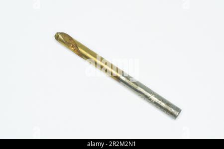 Vintage drill bit isolated on white background Stock Photo