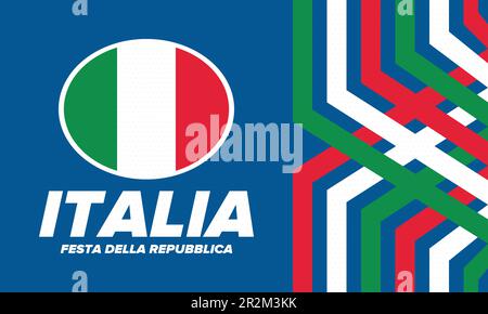 Festa della Repubblica Italiana. Text in italian: Italian Republic Day. National holiday. Celebrated on June 2 in Italia. Italy flag. Vector poster Stock Vector