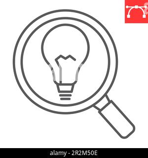 Finder solution line and glyph icon, solution and business , magnifier ...