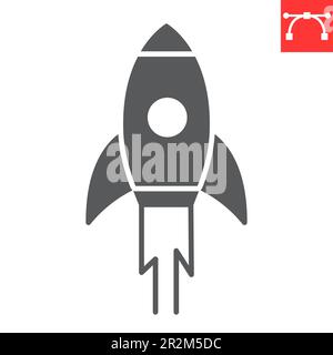 Rocket glyph icon, solution and business, startup vector icon, vector graphics, editable stroke solid sign, eps 10. Stock Vector
