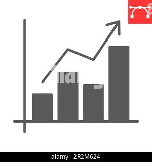 Success chart glyph icon, solution and business, growing graph vector icon, vector graphics, editable stroke solid sign, eps 10. Stock Vector