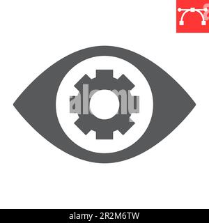 Vision glyph icon, solution and business, eye cogwheel vector icon, vector graphics, editable stroke solid sign, eps 10. Stock Vector