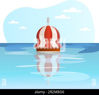 Buoy illustration. Sea, water, striped, float. Editable vector graphic design. Stock Vector