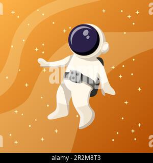 Spacemen illustration. Person, stars, spacesuit, helmet. Editable vector graphic design. Stock Vector