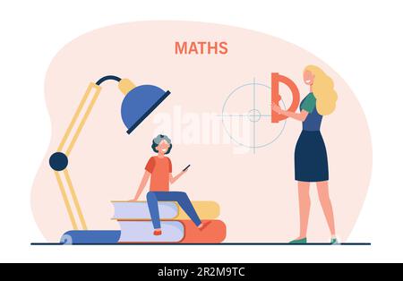 Mother or tutor teaching child maths Stock Vector