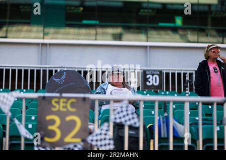 Indianapolis, USA. 20th May, 2023. INDIANAPOLIS, INDIANA - MAY 20: Fans watch during the final practice before the 2023 Indy 500 qualifications at Indianapolis Motor Speedway on May 20, 2023 in Indianapolis, Indiana. Credit: Jeremy Hogan/Alamy Live News Stock Photo