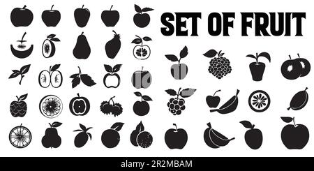 A set of fruits silhouette vector. Stock Vector