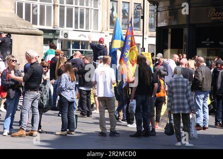 Anti Globlist,  Anti Vaccination Protesters, Patriotic Alternative View in Newcastle City Centre, Newcastle upon Tyne, UK. 20th May, 2023. Credit: DEW/Alamy Live News Stock Photo