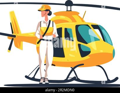 Flying helicopter with propeller over white Stock Vector