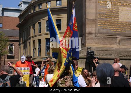 Anti Globlist,  Anti Vaccination Protesters, Patriotic Alternative View in Newcastle City Centre, Newcastle upon Tyne, UK. 20th May, 2023. Credit: DEW/Alamy Live News Stock Photo