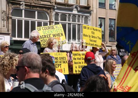 Anti Globlist,  Anti Vaccination Protesters, Patriotic Alternative View in Newcastle City Centre, Newcastle upon Tyne, UK. 20th May, 2023. Credit: DEW/Alamy Live News Stock Photo