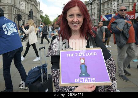 Parliament Square, London, UK. 20th May, 2023. Activists gathering, We are ready - Say No to the New World Order against Globalists no digital id, no agenda 2023, no agenda 21, no CBDC, no 15 minute cities, no net zero, no ulez, no reset, Cash is Freedom and Justice for the Vaccine injured, London, UK. Credit: See Li/Picture Capital/Alamy Live News Stock Photo