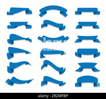 Set of different blue flat text boxes shape banners, modern shapes for sale promotion. Stock Vector
