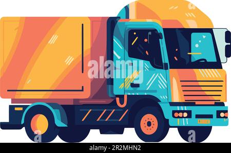 A semi truck carrying cargo containers over white Stock Vector