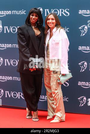 Shaznay Lewis and Melanie Blatt of All Saints seen attending The Ivors 2023 at the Grosvenor House Hotel in London. Stock Photo