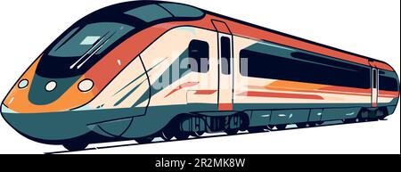 High speed train delivers passengers over white Stock Vector