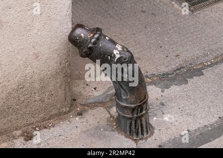 strange metal objects on the road Stock Photo