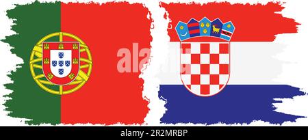 Croatia and Portugal grunge flags connection, vector Stock Vector