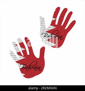 Hand drawn vector illustration with bahrain flag pattern great for poster, magazine and clothes design Stock Vector