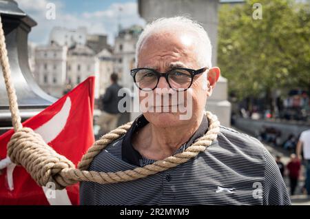 London, UK, May 20th, 2023. A protest in Trafalgar Square and in Whitehall to demonstrate against the ongoing violence and executions of the Iranian regime against their own people, and to support the Women Life Freedom Revolution in Iran. (Tennessee Jones - Alamy Live News) Stock Photo