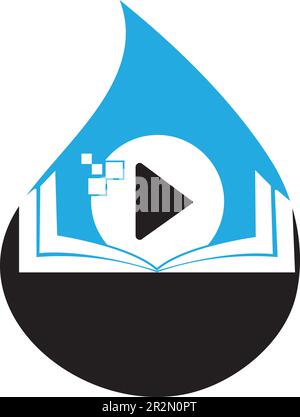 Book media logo design icon template. Book play logo symbol design illustration Stock Vector