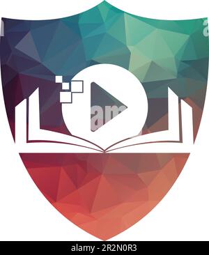 Book media logo design icon template. Book play logo symbol design illustration Stock Vector