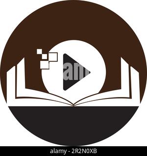 Book media logo design icon template. Book play logo symbol design illustration Stock Vector