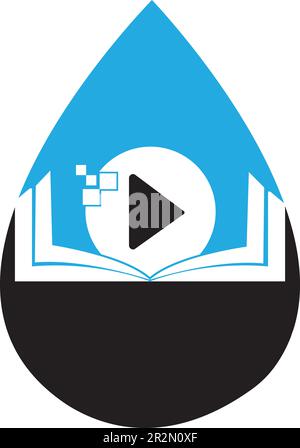 Book media logo design icon template. Book play logo symbol design illustration Stock Vector