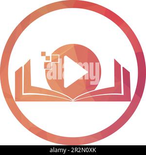 Book media logo design icon template. Book play logo symbol design illustration Stock Vector