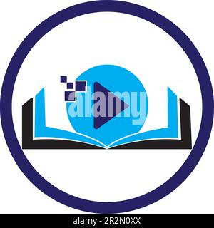 Book media logo design icon template. Book play logo symbol design illustration Stock Vector