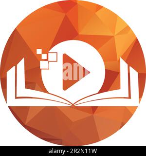 Book media logo design icon template. Book play logo symbol design illustration Stock Vector