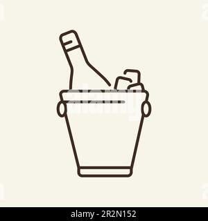 Champagne in ice bucket line icon Stock Vector