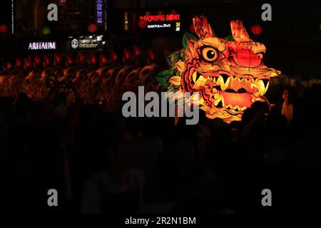 Buddhists light lotus lanterns and march in Seoul, South Korea, on May 20, 2023. The upcoming 27th is Buddha's birthday. The Yeondeung Parade, which could not be celebrated due to COVID-19, was held after three years. in Seoul, South Korea. Credit: Kitae Lee/ Alamy Live News Stock Photo