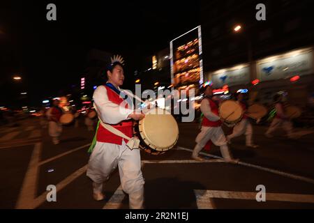 Buddhists light lotus lanterns and march in Seoul, South Korea, on May 20, 2023. The upcoming 27th is Buddha's birthday. The Yeondeung Parade, which could not be celebrated due to COVID-19, was held after three years. in Seoul, South Korea. Credit: Kitae Lee/ Alamy Live News Stock Photo