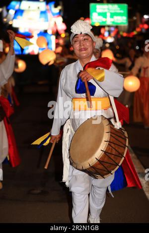 Buddhists light lotus lanterns and march in Seoul, South Korea, on May 20, 2023. The upcoming 27th is Buddha's birthday. The Yeondeung Parade, which could not be celebrated due to COVID-19, was held after three years. in Seoul, South Korea. Credit: Kitae Lee/ Alamy Live News Stock Photo